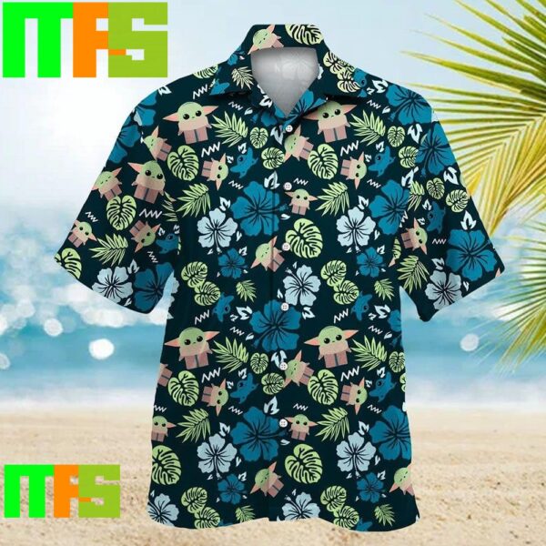 Star Wars The Mandalorian Grogu Baby Yoda Leaves Tropical Aloha Hawaiian Shirt Gifts For Men And Women Hawaiian Shirt