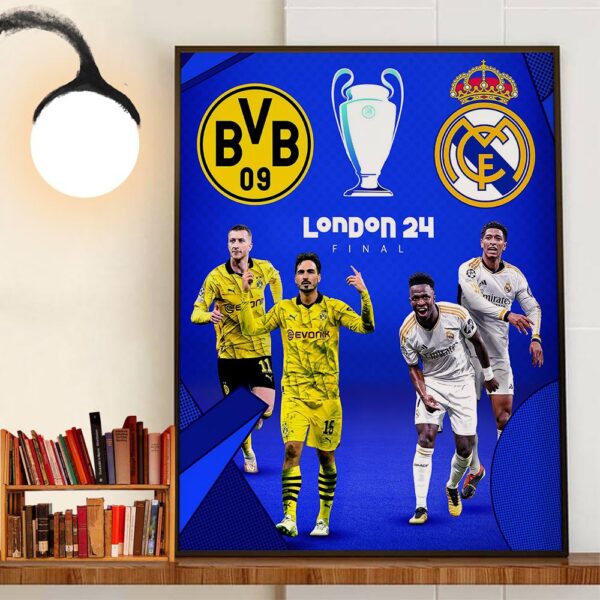 The 2023-2024 UEFA Champions League Final Is Set Borussia Dortmund vs Real Madrid CF at Wembley Stadium Wall Decor Poster Canvas