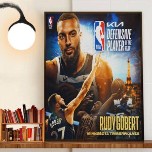 The 2023-24 KIA NBA Defensive Player Of The Year Is Rudy Gobert Minnesota Timberwolves Wall Decor Poster Canvas