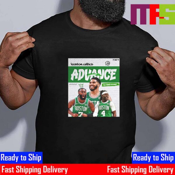 The Boston Celtics Advance To The Second Round 2024 NBA Playoffs Essential T-Shirt