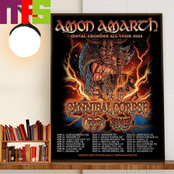 Vikings Of North America Amon Amarth Metal Crushes All Tour 2024 Home Decoration Poster Canvas