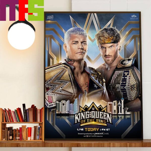 WWE Undisputed Champion Cody Rhodes Vs Logan Paul US Champion At WWE King And Queen Of The Ring 2024 Wall Art Decor Poster Canvas