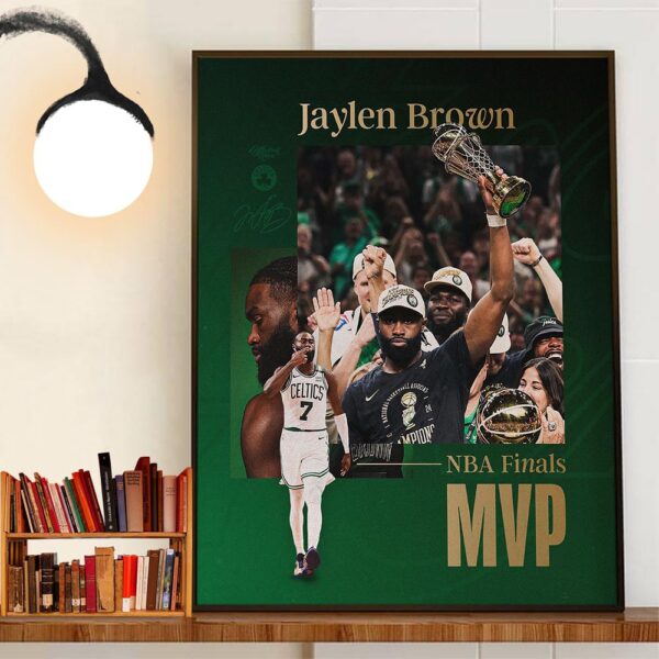 2024 Bill Russell NBA Finals MVP Is Jaylen Brown Boston Celtics Wall Art Decor Poster Canvas