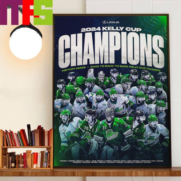 2024 Kelly Cup Champions History Made Florida Everblades Back To Back To Back Kelly Cup Champs Decor Wall Art Poster Canvas
