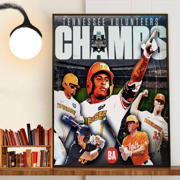 2024 NCAA MCWS National Champions Tennessee Beats Texas A&M 6-5 Decor Wall Art Poster Canvas