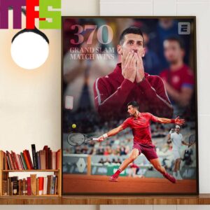 370 Grand Slam Match Wins Novak Djokovic Passes Roger Federer For Most Grand Slam Match Wins In Tennis History Decor Wall Art Poster Canvas