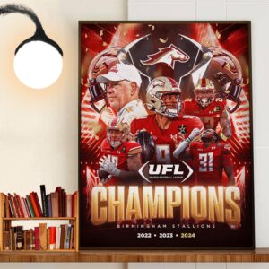 Back-To-Back-To-Back 2022 2023 2024 Birmingham Stallions UFL Champions Wall Art Decor Poster Canvas