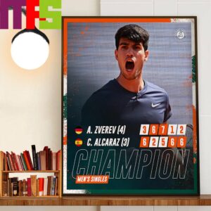 Carlos Captures The Crown Carlos Alcaraz Is 2024 Mens Singles Roland Garros Champions Decor Wall Art Poster Canvas