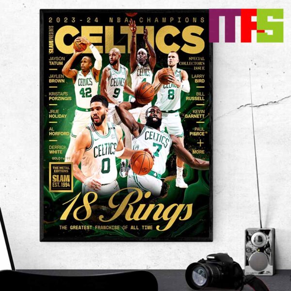 Celebrating The 2024 NBA Champions Boston Celtics 18 Rings Home Decor Poster Canvas