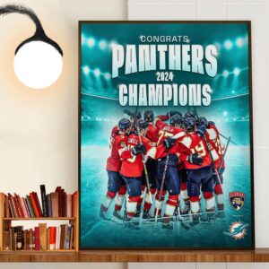 Congrats 2024 Stanley Cup Champions Are Florida Panthers x Miami Dolphins Decor Wall Art Poster Canvas