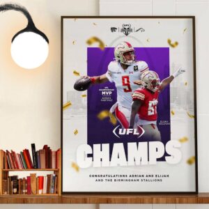 Congrats Birmingham Stallions Elijah Sullivan And Adrian Martinez Are The 2024 UFL Champions Wall Art Decor Poster Canvas