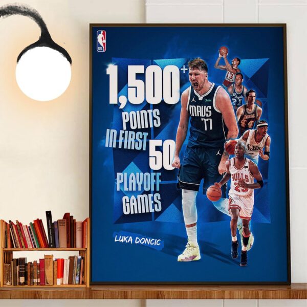 Congratulations To Dallas Mavericks Luka Doncic 1500 Points in First 50 NBA Playoffs Games Wall Art Decor Poster Canvas
