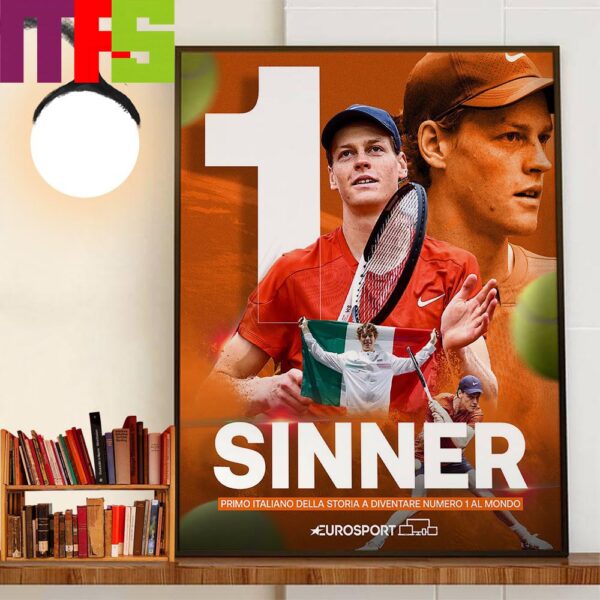 Congratulations To Jannik Sinner Is The New Number 1 Of The ATP Ranking Decor Wall Art Poster Canvas