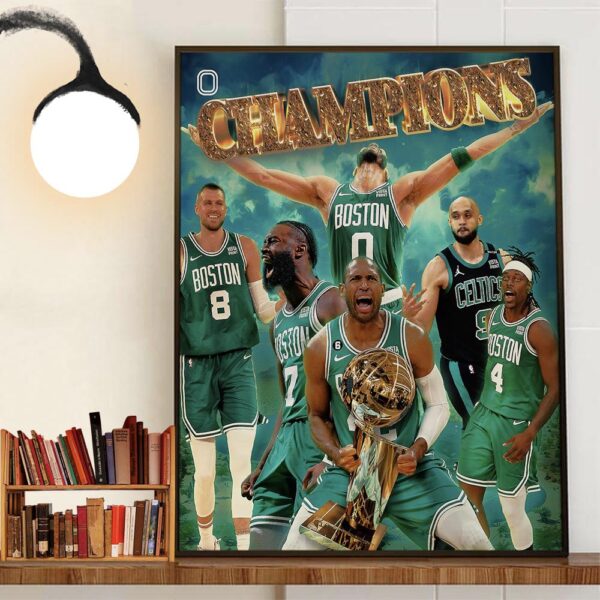 Congratulations To The Banner 18 Boston Celtics Are 2024 NBA Champions Wall Art Decor Poster Canvas