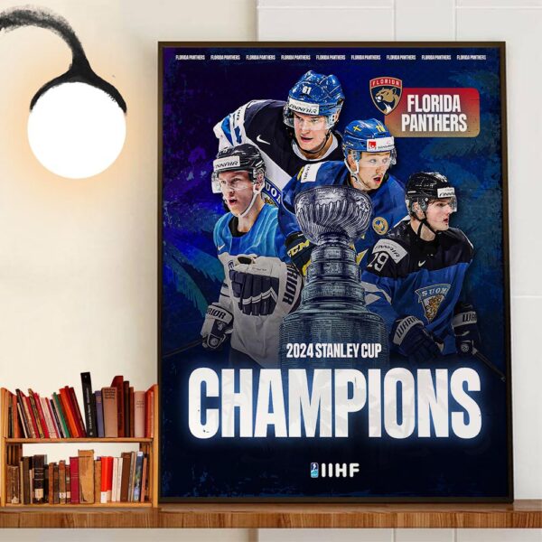 Congratulations To The Florida Panthers Are 2024 Stanley Cup Champions Decor Wall Art Poster Canvas