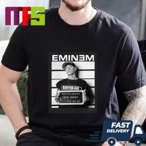 Eminem Slim Shady Photo Of Eminem With Eminem Printed Above Arrest T-Shirt Eminem Slim Shady Photo Of Eminem With Eminem Printed Above Arrest T-Shirt