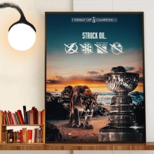 Finished The Hunt Struck Oil Florida Panthers 2024 Stanley Cup Champions Decor Wall Art Poster Canvas