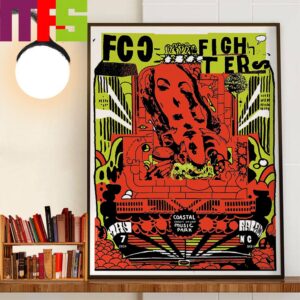Foo Fighters Coastal Credit Union Music Park Raleigh NC May 7th 2024 Decor Wall Art Poster Canvas