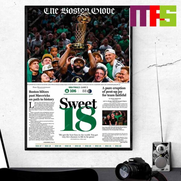 Front Page The Boston Celtics Globe 2024 Champions NBA Home Decor Poster Canvas