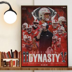 History Made The Dynasty Birmingham Stallions Back-To-Back-To-Back Spring Football Championships Wall Art Decor Poster Canvas