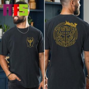 Judas Priest Gold Invincible Shield Album By British Heavy Metal Band Two Sided T-Shirt Judas Priest Gold Invincible Shield Album By British Heavy Metal Band Two Sided T-Shirt