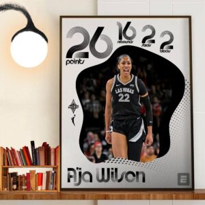 Las Vegas Aces Aja Wilson Tied Her Season High With 16 Rebounds Wall Art Decor Poster Canvas Las Vegas Aces Aja Wilson Tied Her Season High With 16 Rebounds Wall Art Decor Poster Canvas