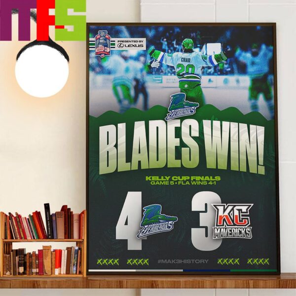Mak3 History Florida Everblades Back-To-Back-To-Back Kelly Cup Champions 2024 Decor Wall Art Poster Canvas
