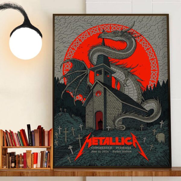 Metallica 2024 World Tour M72 Copenhagen Tonight At Parken Stadium Copenhagen Denmark June 16th 2024 Wall Art Decor Poster Canvas