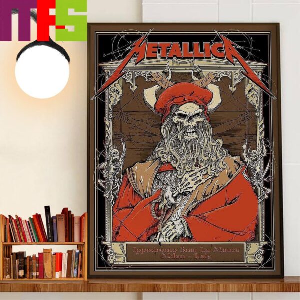 Metallica M72 World Tour In I-Days Milano Coca-Cola at Ippodromo Snai La Maura Milan Italy May 29th 2024 Limited Edition Decor Wall Art Poster Canvas