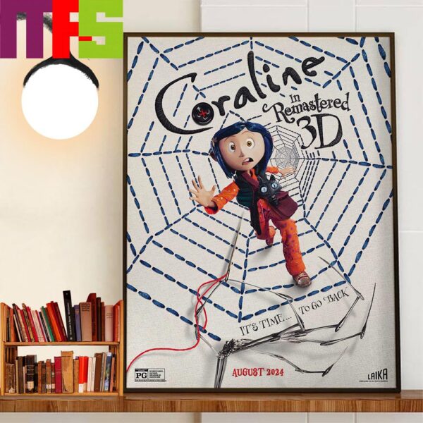 Official Poster Celebrate 15th Anniversary Coraline In Remastered 3D August 2024 Decor Wall Art Poster Canvas