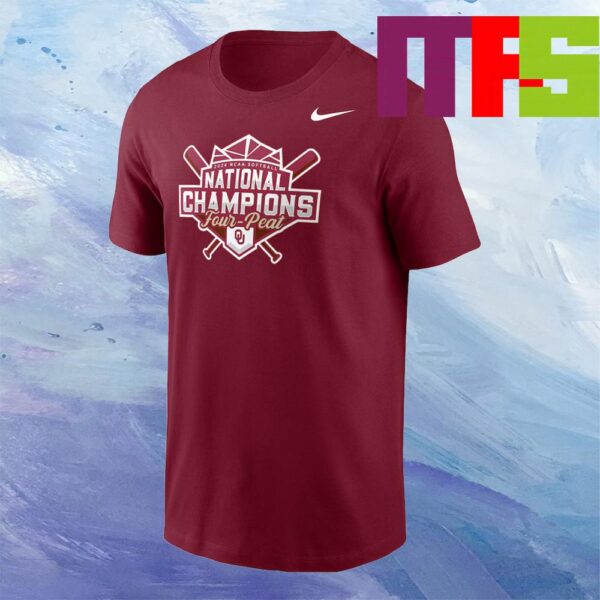 Oklahoma Sooners Four-Peat NCAA Softball Women’s College World Series Champions Official Logo Nike Essential T-Shirt