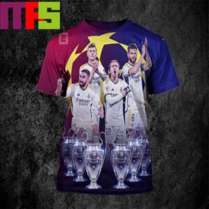 Real Madrid Lift 15th Champions League 2024 Win Over Borussia Dortmund All Over Print Shirt