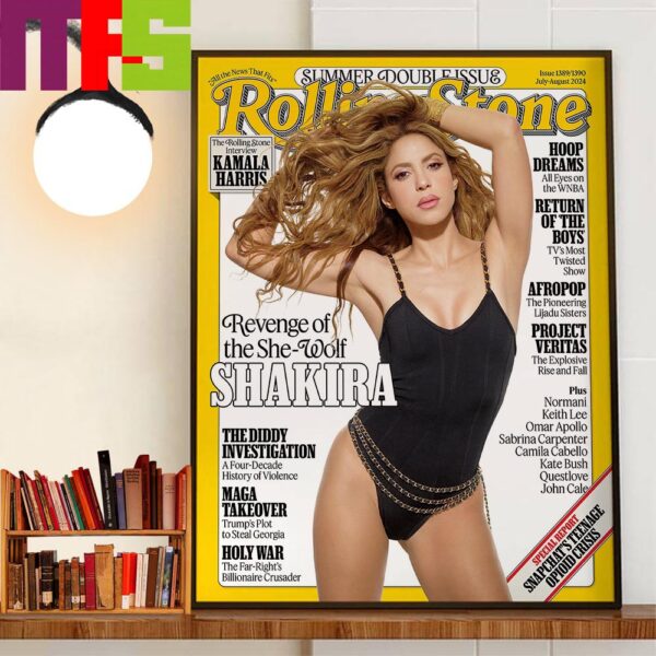 Revenge Of The She-Wolf Shakira On The Summer Cover Of Rolling Stone Decor Wall Art Poster Canvas