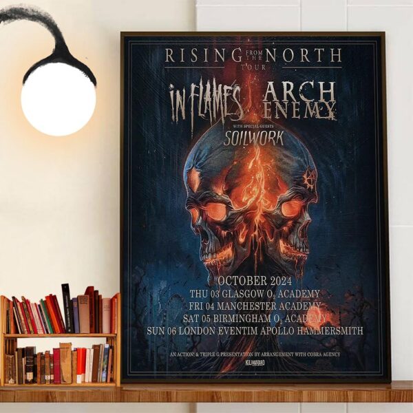 Rising From The North Tour 2024 In Flames With Special Guests Arch Enemy And Soilwork Wall Art Decor Poster Canvas