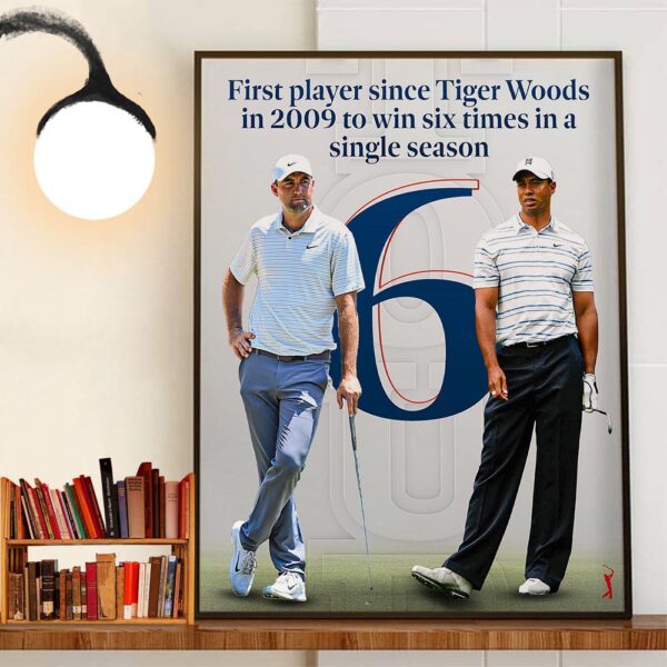 Scottie Scheffler Is The First Player Since Tiger Woods In 2009 To Win 6 Times In A Single Season Wall Art Decor Poster Canvas