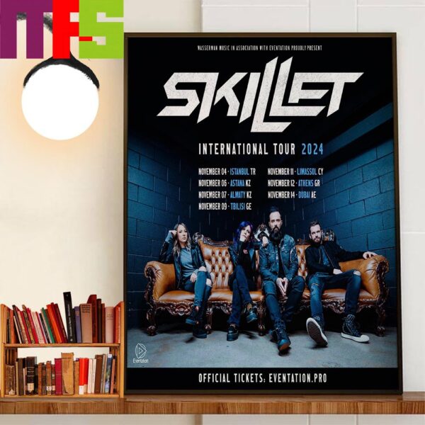 Skillet International Tour 2024 To The Middle East And The Mediterranean This Fall Decor Wall Art Poster Canvas