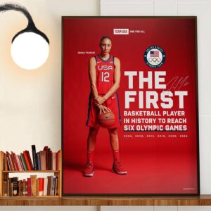Team USA One For All Diana Taurasi Is The First Basketball Player In Hitory To Reach 6 Olympic Games Wall Art Decor Poster Canvas