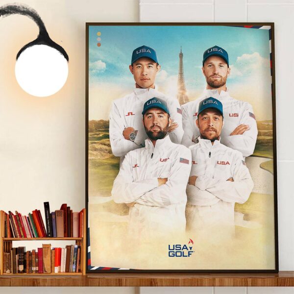 The 4 Players Scheffler Schauffele Clark And Morikawa For Team USA At 2024 Paris Olympics Wall Art Decor Poster Canvas