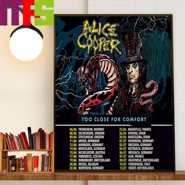 The Nightmare Returns To The Road Alice Cooper Too Close For Comfort 2024 Tour Decor Wall Art Poster Canvas