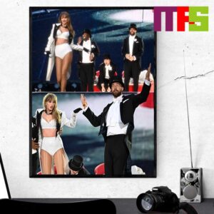 Travis Kelce And Taylor Swift  On Stage Eras Tour 2024 Home Decor Poster Canvas
