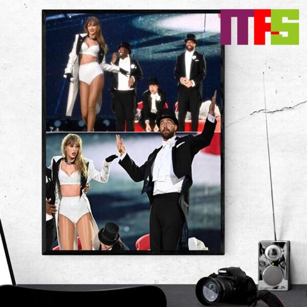 Travis Kelce And Taylor Swift  On Stage Eras Tour 2024 Home Decor Poster Canvas