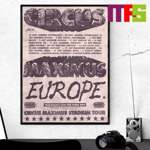 Travis Scott Circus Maximus Stadium Tour 2024 Europe Schedule Home Decor Poster Canvas