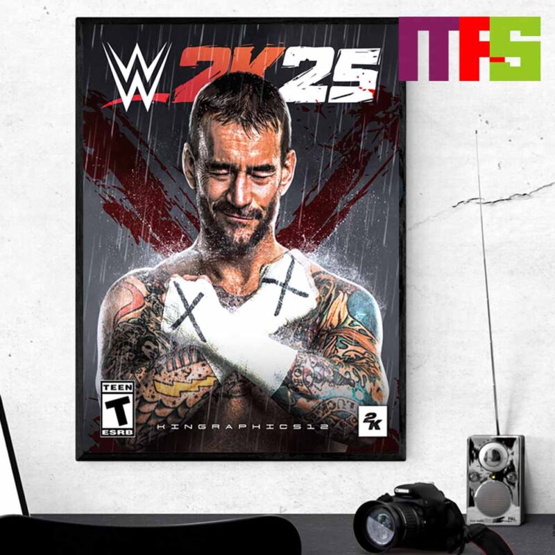 WWE 2K25 Cover Poster Features Cm Punk Home Decor Poster Canvas Masteez