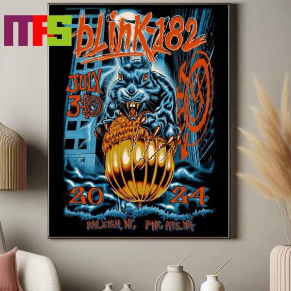 Blink-182 At PNC Arena In Raleigh North Carolina One More Time Tour 2024 On July 30th Home Decor Poster Canvas