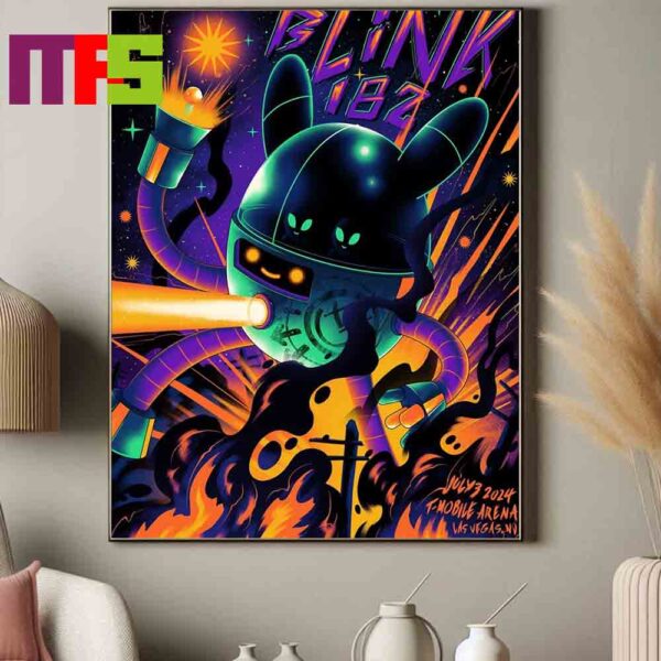 Blink-182 At T-Mobile Arena Las Vegas Nevada One More Time Tour 2024 On July 3rd Home Decor Poster Canvas