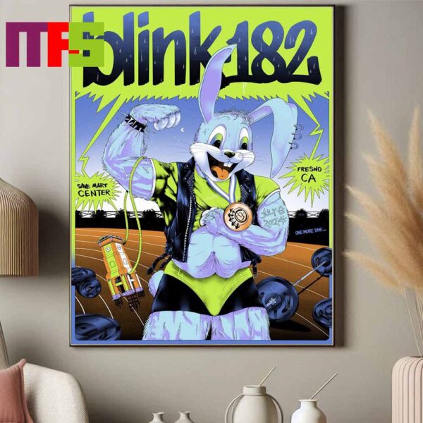 Blink-182 In Fresno California 2024 One More Time Tour On July 8th Home Decor Poster Canvas