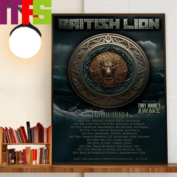 British Lion Announce First Ever Tour 2024 Of Australia New Zealand And The US With Special Guest Tony Moore’s Awake Decor Wall Art Poster Canvas