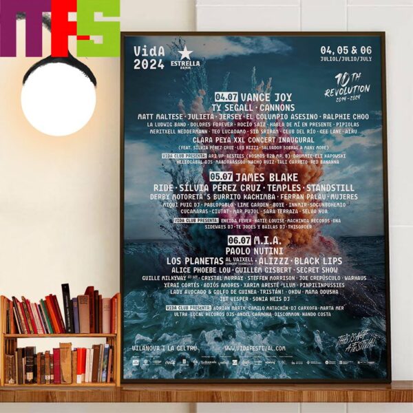 Celebration 10th Revolution 2014-2024 Vida Festival Line Up 2024 Decor Wall Art Poster Canvas