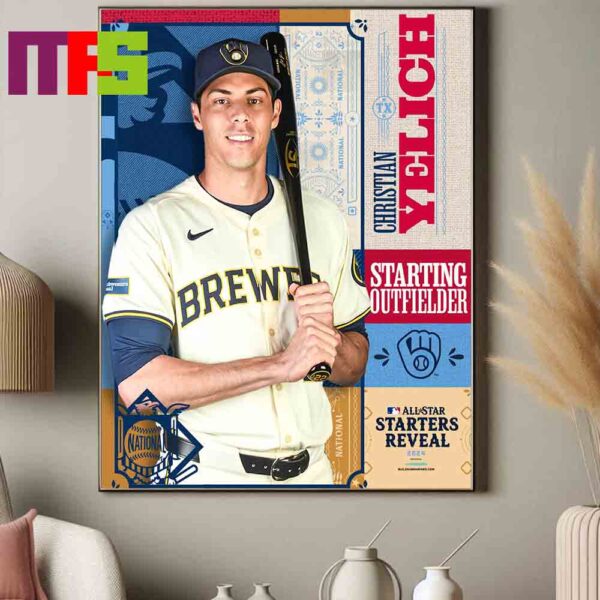 Christian Yelich 2024 MLB All Star Game Stars Reveal The Starting Outfielder For The National League Home Decor Poster Canvas