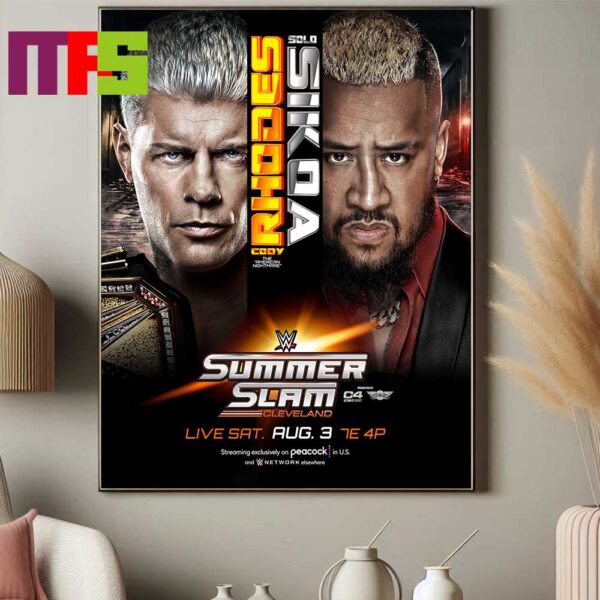 Cody Rhodes Vs Solo Sikoa WWE SummerSlam 2024 On August 3rd Home Decor Poster Canvas